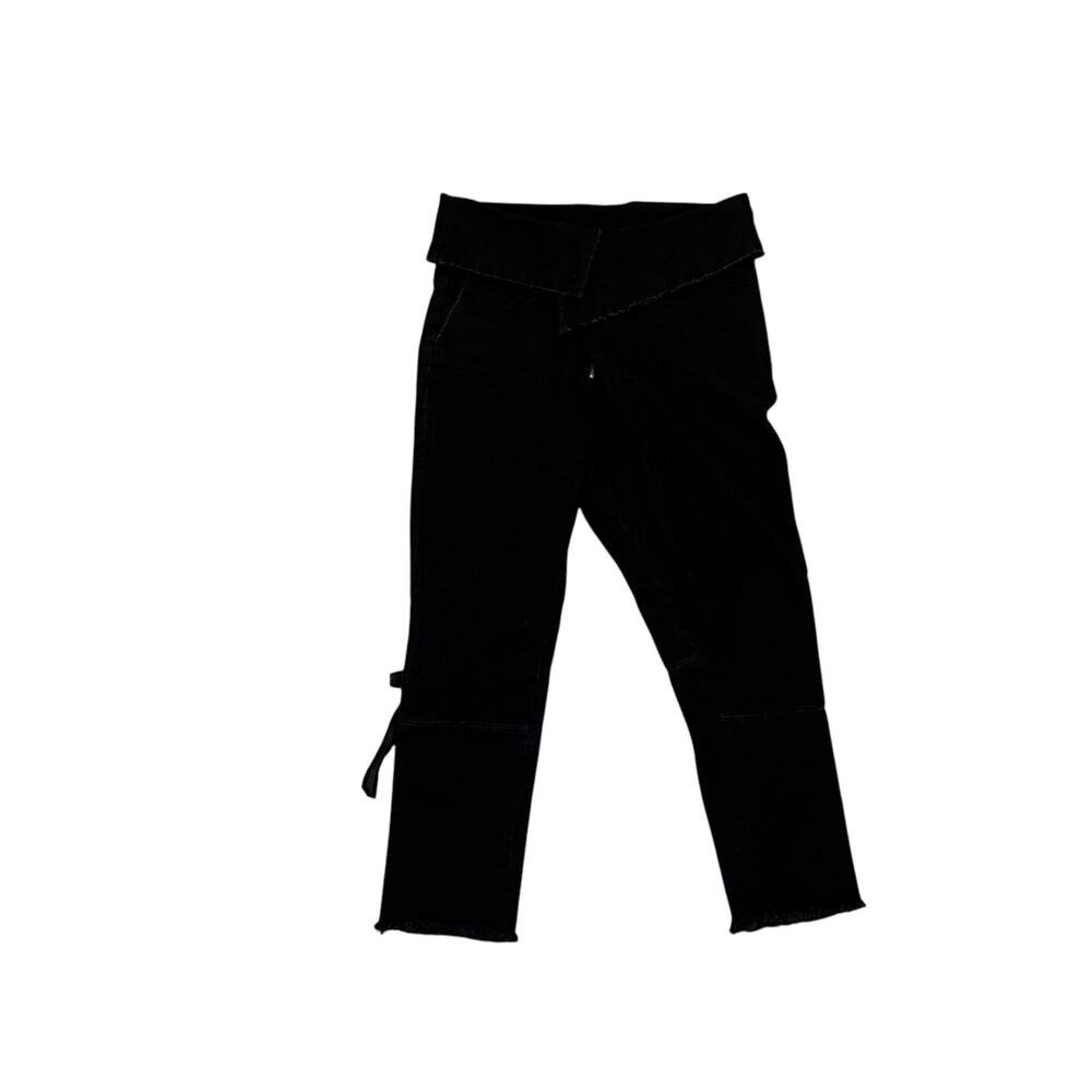 Unravel Project Ben Travertini Black High Waisted Jeans Wrap Front Ribbon Detail